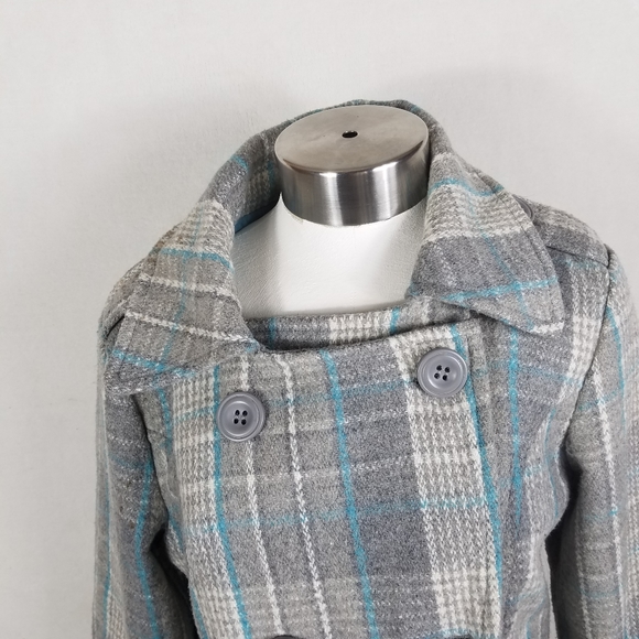 Maurices Button Front Multicolor Plaid Wool Hooded - Picture 8 of 8